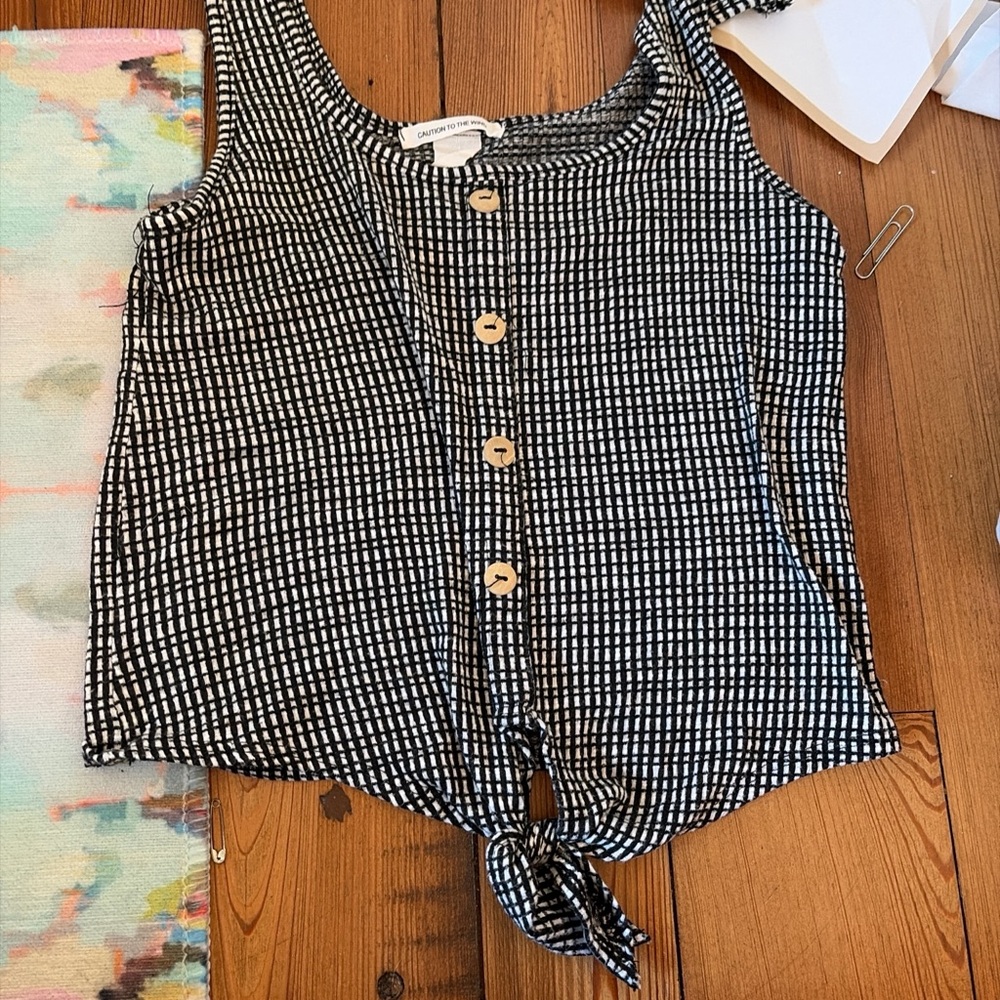 Caution To The Wind Black and White Button Down Shirt